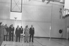 Mayor Ernie Wright Jr. shoots a basket at Lou Huff's reopening open house on February 2, 1969.