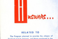 Brochure sent to Garlandites providing common questions and answers about the building fund for the new hospital.  This brochure was sent to Harris Restaurant.