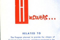 Brochure sent to Garlandites providing common questions and answers about the building fund for the new hospital.  This brochure was sent to Harris Restaurant.