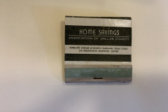 Home Savings Association of Dallas County matchbook. Lists organization's office as located at Garland Avenue and Eighth 118 Ridgewood Shopping Center.