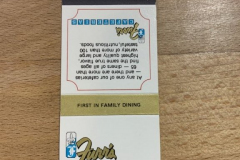 Furr's Cafeteria white matchbook with gold and blue accents.