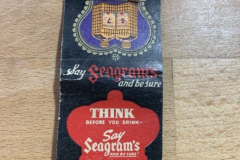 Seagram's Distillers Corporation black matchbook.