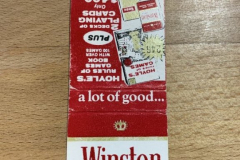 Vibrantly red Winston cigarette matchbook with a special offer for a deck of playing cards. Sonic matchbook from Lubbock, Texas.   Sonic matchbook from Lubbock, Texas.
