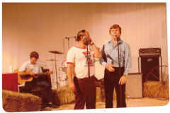 TV taping of live shows at Storer Cable. In center - I.G. Shelton
