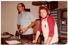 TV taping of live shows at Storer Cable. In center - I.G. Shelton