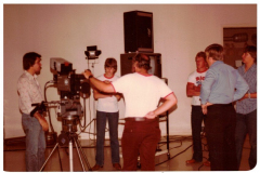 TV taping of live shows at Storer Cable. In center - I.G. Shelton
