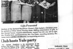 Mable Wheeler, right, an officer in the Garland Republican Women's Club, December 1970