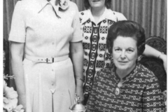 Mable Wheeler and Winifred Stokes at a tea in the Stokes home 1970's