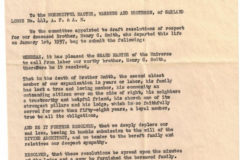 Resolution of Respect of the Masonic Lodge on the death of Henry C. Smith
