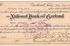 Check from the National Bank of Garland 1911