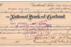 Check from the National Bank of Garland 1911
