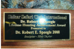 Statue Shikar Safari Club International Lifetime Hunting Achievement Award Dr. Speegle