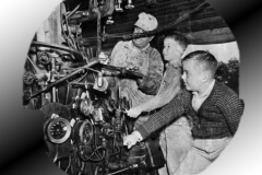 Pete "Paul Jack" Nelson, center, and Leroy Paul Kirby, third graders, at the head of the train