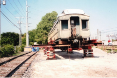 Moving the railway car in 2013.