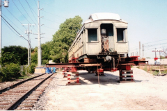 Moving the railway car in 2013.