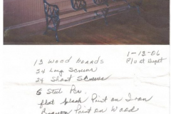 Picture of and notes about the original Santa Fe benches in the Landmark Museum