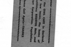 Matchbook - The Owl Cafe.