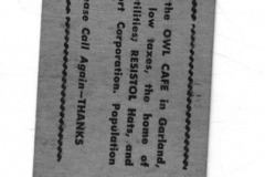 Matchbook - The Owl Cafe.