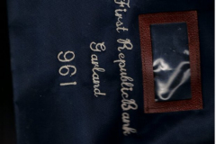 Bank Deposit Bag, canvas, faux leather and lock - First Republic Bank Garland