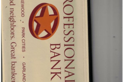 Professional Bank bank money bag - Lakewood, Park Cities, Garland.