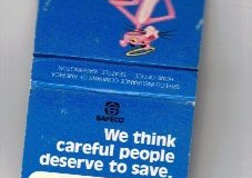 Matchbook - Safeco - Phillip Morris Insurance Agency circa 1979