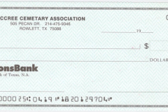 Check from McCree Cemetary Association