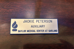 Jackie Peterson's name badge from Baylor Medical Center