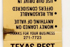 Texas Best Pawn Shop matchbook