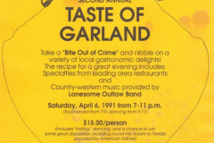 1991 Centennial Second Annual Taste of Garland Poster