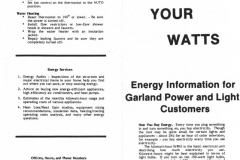 Garland Power and Light Utility Bill insert late 1980's - "Watch Your Watts"