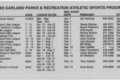 Garland Parks and Recreation Athletic Sports Programs 1989