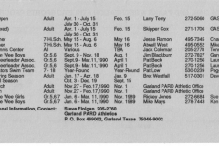 Garland Parks and Recreation Athletic Sports Programs 1989
