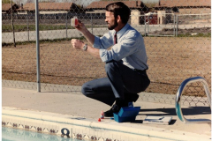 Billy Ferguson of the Health Department checking the water in the pool