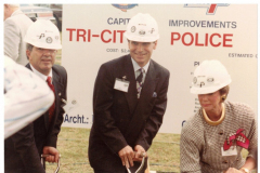 Three Mayors at Tri-City Police Academy groundbreaking at 4912 14th Street