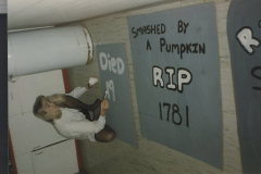 Haunted Hayride Carnival - Tombstone sign making Audubon Park 1987