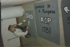 Haunted Hayride Carnival - Tombstone sign making Audubon Park 1987