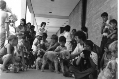 Children and pets at the Nicholson Memorial Library on Austin Street late 1960's-early 1970's