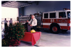 Chief and others at ribbon cutting for Fire Station #8