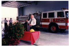 Chief and others at ribbon cutting for Fire Station #8