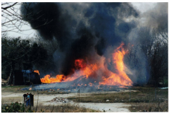 Building probably condemned by City used for Garland Fire Department practice/training.