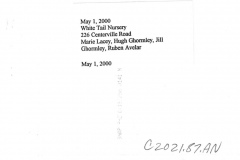 South Garland Beautification Special Recognition Award May 1. 2000 - White Tail Nursery