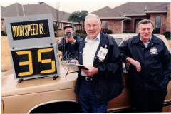 Volunteers testing out a traffic radar gun camera