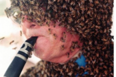 Star Spangled Fourth 1999 - Musician playing clarinet while covered with bees
