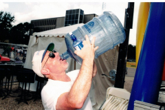 Star Spangled Fourth 1999 - Kenny McCord of Parks Department drinking from giant water bottle