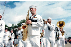 Star Spangled Fourth 1997 - Navy sailors parade playing saxophone, trumpet, tuba, and drums