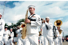 Star Spangled Fourth 1997 - Navy sailors parade playing saxophone, trumpet, tuba, and drums