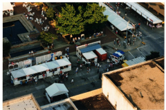 Star Spangled Fourth 1996 - Aerial view of crowds and booths around downtown square.