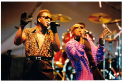 Star Spangled Fourth 1998:  Two singers onstage - Kool and the Gang