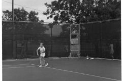 Young girl playing tennis at a Garland park circa 1970