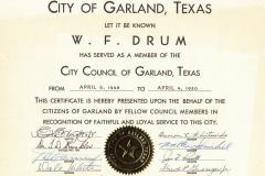 City certificate presented to W.H.Locke in 1960